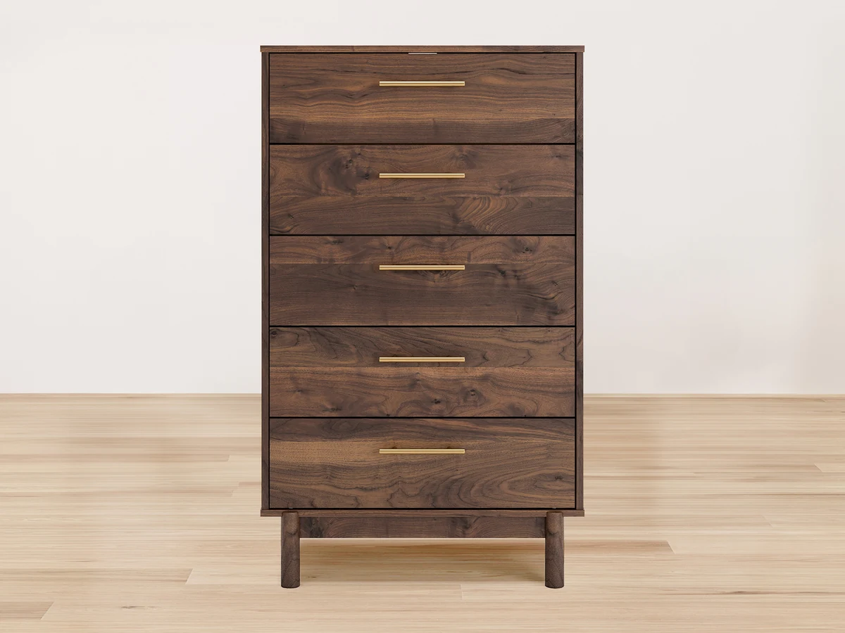 Calverson 5-Drawer Chest in Walnut Finish Image